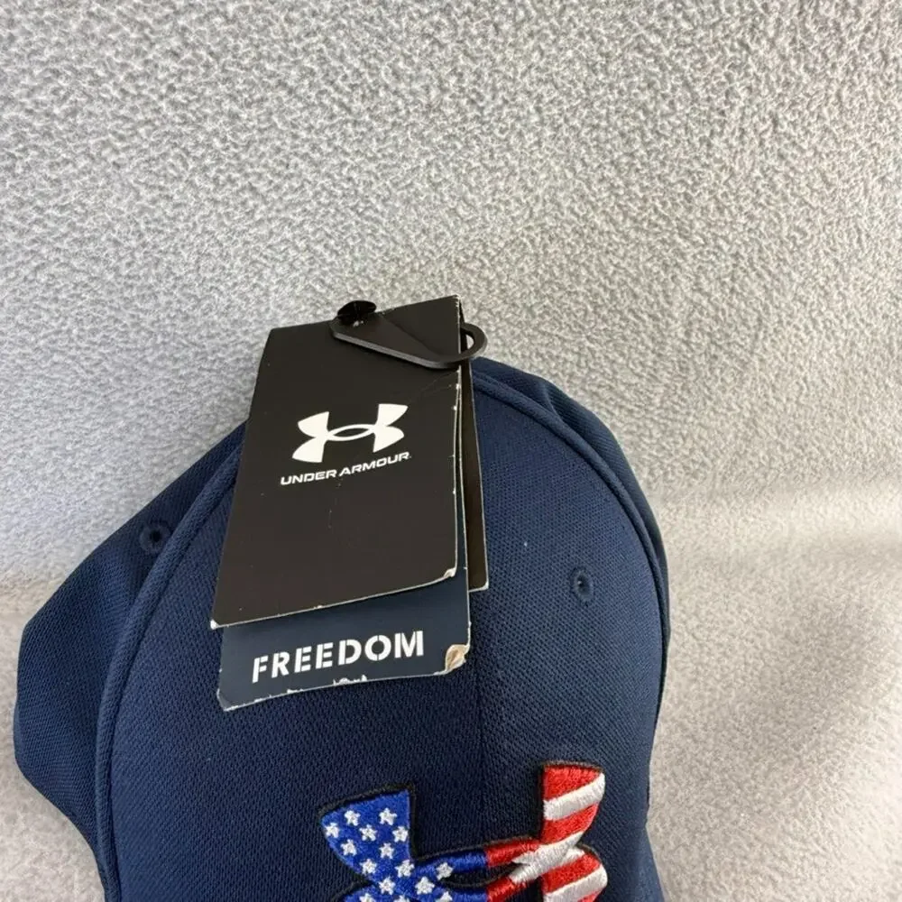 Under Armour Hat men's Medium Large Blue Freedom American Flag Embroidered NEW
